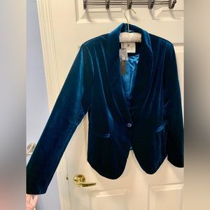 Velvet One-Button Blazer with Real Pockets & Shoulder Padding - Machine Washable